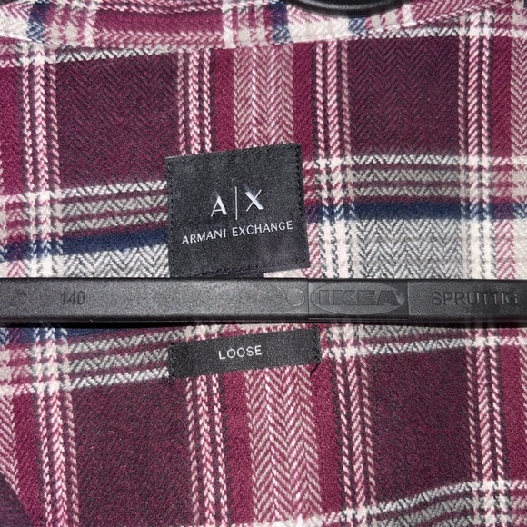 Armani Exchange Maroon and White Plaid Shirt - Picture 2 of 4